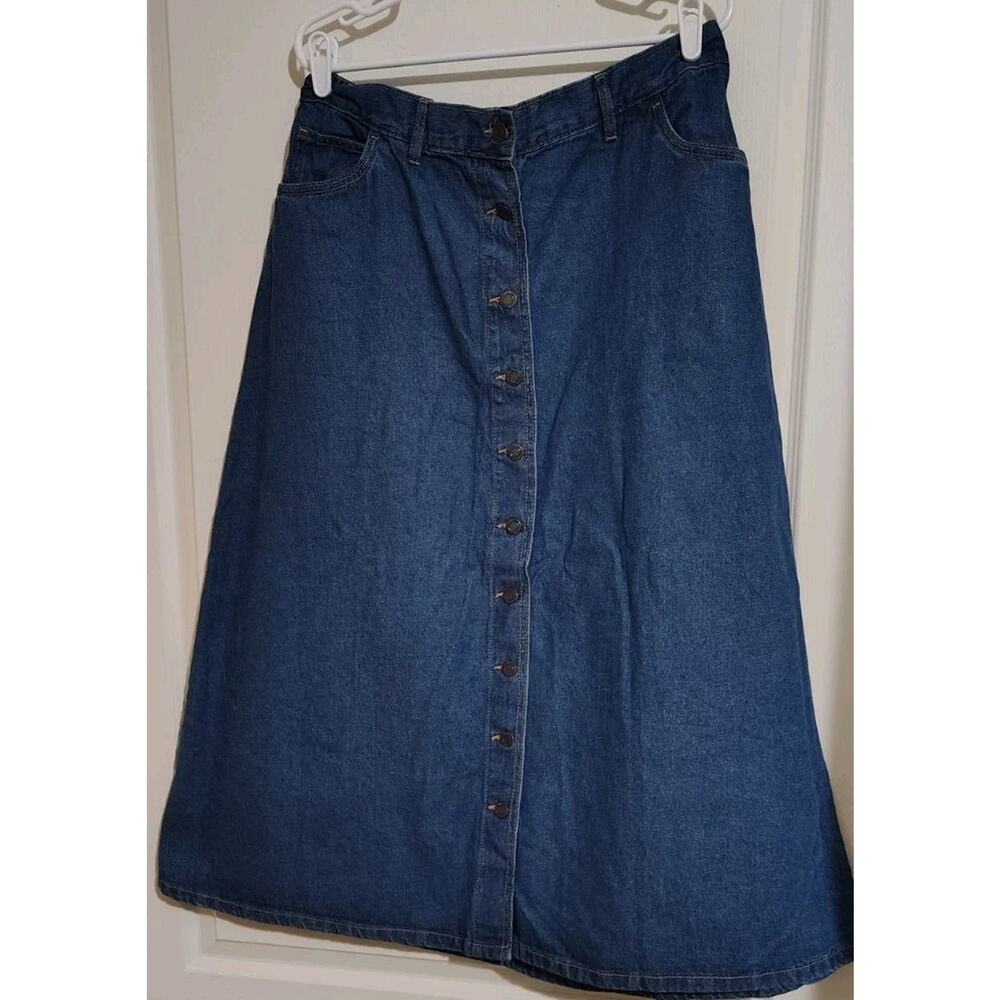 New Denim Jeans Skirt Long Size 16W Women's Plus Button Front Modest Elastic 16